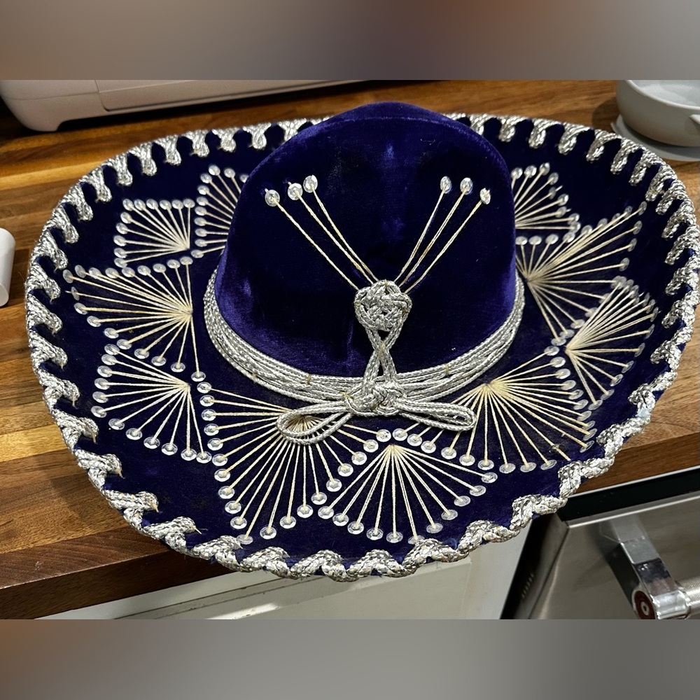 Vintage Blue Velvet Embroidered Sombrero Hat – Salazar Yépez Mexico